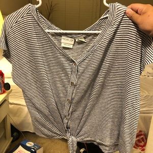 Striped blue crop blouse